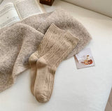 Cozy knit crew socks in beige