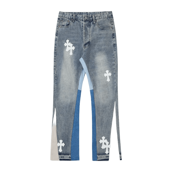 Cross Patch Flared Jeans