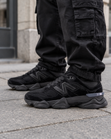New Balance 9060 Triple Black - on feet