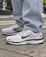 Nike P-6000 White Metallic Silver Black - on feet