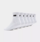New Balance quarter socks 6-pack in white, side view