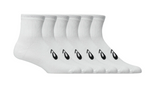 ASICS quarter socks 6-pack in white, angled view