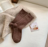 Cozy knit crew socks in brown