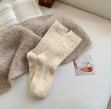 Cozy rib knit crew socks in cream