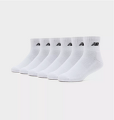 New Balance quarter socks 6-pack in white, front view